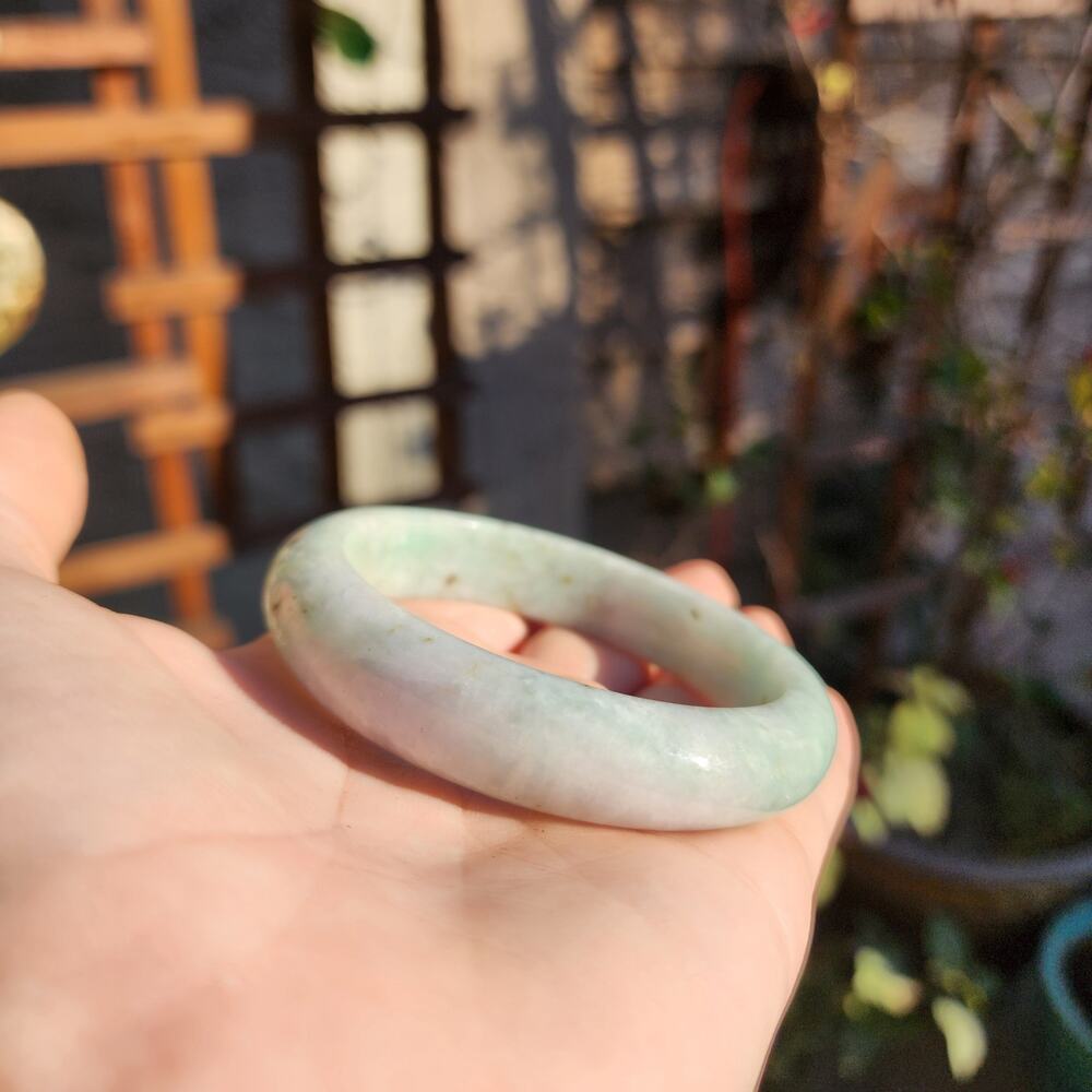 Jadeite Jade Bangle Green Natural Semi Translucent 335ct Myanmar Burma Bracelet - Picture 12 of 15